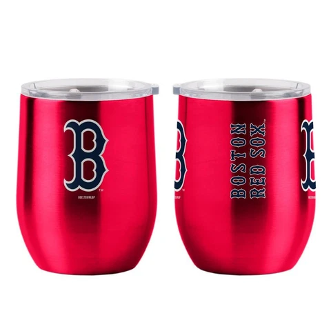Boston Red Sox 16oz Curved Stainless Steel Travel Tumbler [NEW] MLB Mug Glass Cover