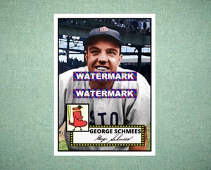 George Schmees Boston Red Sox 1952 Stil individuelle Baseball-Kunstkarte - Bild 1 von 2