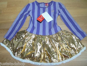 No added sugar party dress baby girl 18-24 m 2 y BNWT designer gold purple - Picture 1 of 4