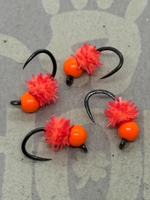 4ea. Huevos de burbujas dobles en naranja fuego talla #16. Ideal para Euro Ninfa. Foto 1 de 3