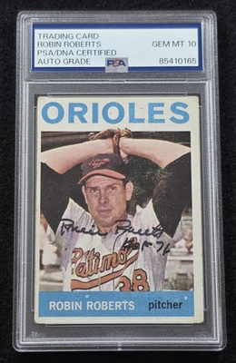 1964 ROBIN ROBERTS Signed Topps Baseball Card-HOF-PHILLIES-ORIOLES-PSA 10 Auto - Image 1 of 4