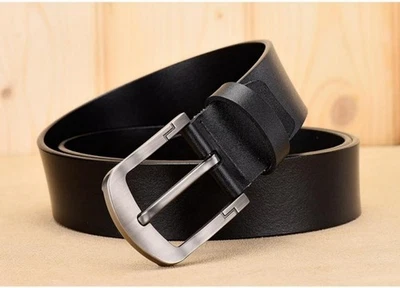 Cinturones de hombre, cuero genuino de grano completo informal vestido jeans cinturones para hombre 1 pieza* Foto 1 de 4