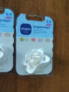 MAM Original Night Orthodontic Glow in the Dark Pacifiers 0-6 Months Pale Pink - Picture 1 of 2
