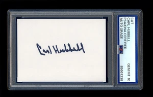 CARL HUBBELL SIGNED CUT PSA/DNA AUTOGRAPHED HOF NEW YORK GIANTS GEM MINT 10 - Picture 1 of 1