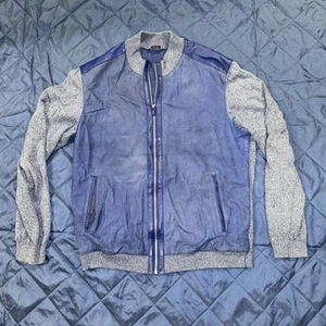 Rare Vintage Leather Knit Cardigan Barcelino Torras Made in Spain US Size 46 - Picture 1 of 13