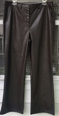 Новые без ценников галогенные шоколадно-коричневые брюки из искусственной кожи с высоким подъемом карманы 34x29 размер 10 - Изображение 1 из 4