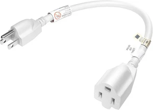 FIRMERST Short Extension Cord 1 Foot 14 Gauge 1875W White 1 Ft, - Picture 1 of 7