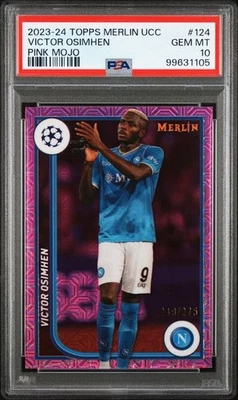 2023-24 TOPPS UEFA CLUB COMPETITIONS VICTOR OSIMHEN 124 PINK MOJO PSA 10 /275 - Image 1 of 2