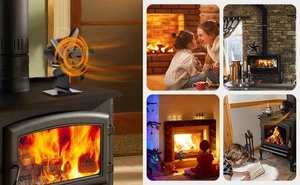 5 Blade Stove Fan Heat Powered Fireplace Fan Quiet Fireplace Fan for Wood stvPW - Picture 1 of 11