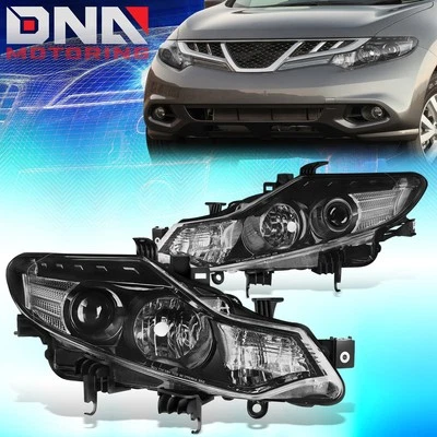 For 2009-2014 Nissan Murano Black Housing Amber Corner Projector Headlights - Image 1 of 4