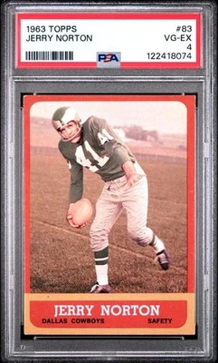1963 Topps Football - Jerry Norton #83 PSA 4 - Image 1 of 2