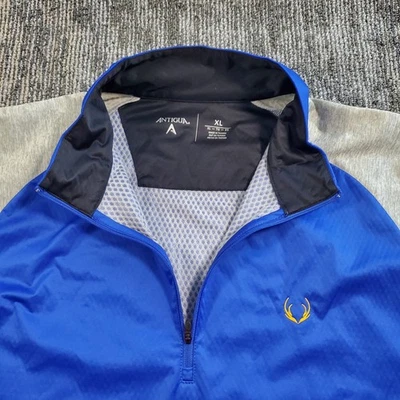 Antigua 1/4 Cremallera Golf Pullover Entrenador Chaqueta Talla XL Azul Atlético Foto 1 de 4