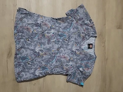 Denim Paisley Dickies Scrubs EDS Signature V Neck Top DK617 DNPY MEDIUM - Image 1 of 4