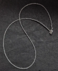 Labradorite Gemstone 2 mm Rondelle Faceted Beads 12-40" 925 Fine Silver Necklace - Picture 1 of 8