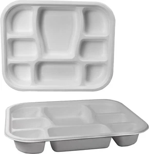 Disposable Plates With 8 compartment 50 Pcs Dinner Paper Plates 100% Disposable - Picture 1 of 9