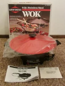 SCHÖNER Vintage WEST BEND roter Elektro WOK #80006, Netzkabel & OVP getestet - Bild 1 von 11