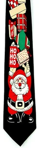 Santa Presents Men's Necktie Christmas Holiday Gifts Novelty Black Neck Tie - Picture 1 of 3