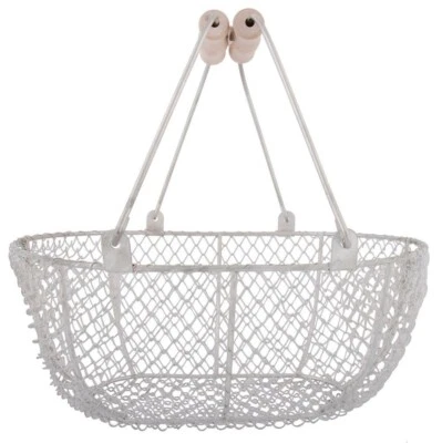 Esschert Design Drahtkorb -Klein- mit Holzgriffe Dekoration Korb Garten Eisen  - Bild 1 von 2