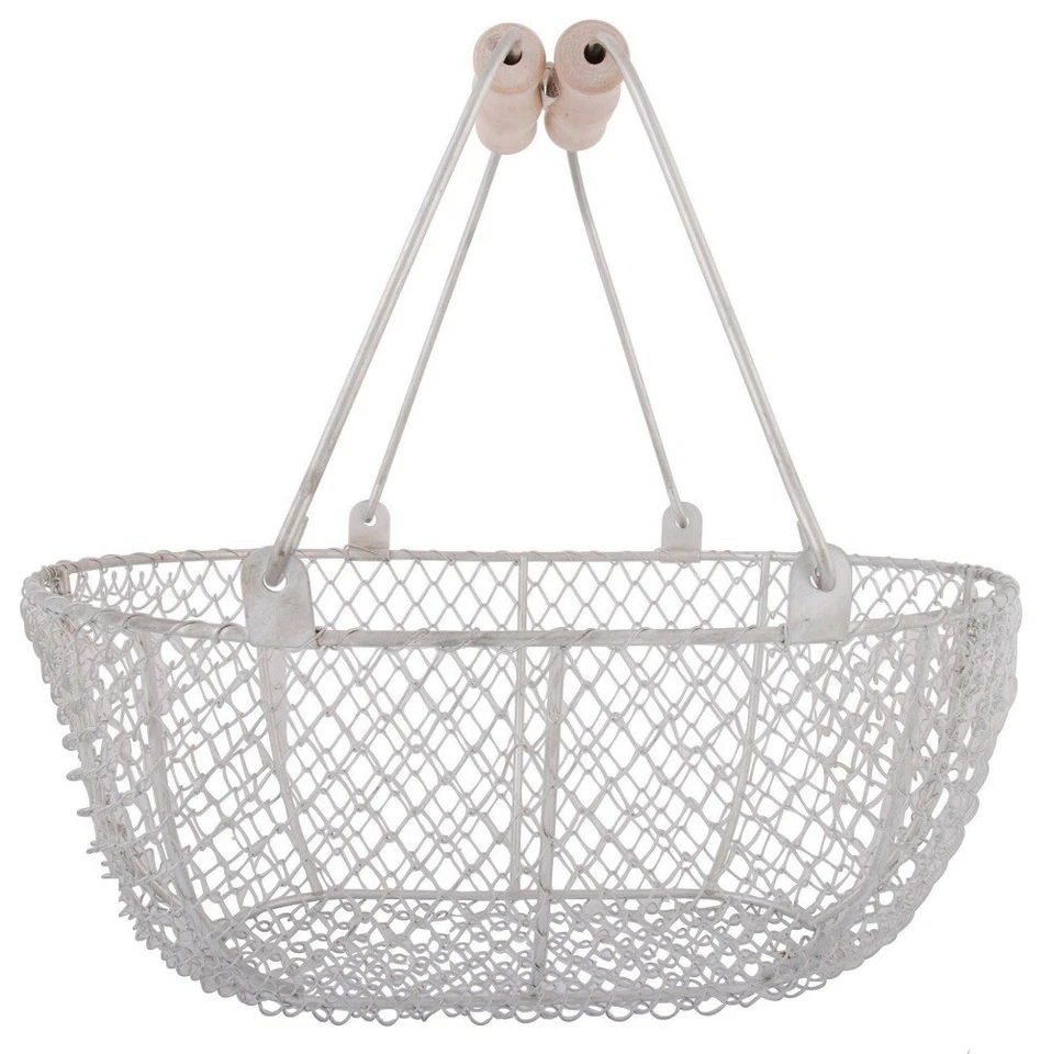 Esschert Design Drahtkorb -Klein- mit Holzgriffe Dekoration Korb Garten Eisen  - Bild 1 von 2