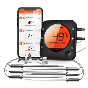 Bluetooth Fleischthermometer digital 6 Sonden Grillofen Rüttler Alarm - Bild 1 von 9