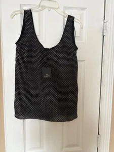 Massimo Dutti Women's Black Silk Ditzy Print Shell Dress Tank Top 4 NWT - Picture 1 of 4