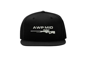 Awp Mid Fps Logo CS Gamer Geek Snapback Baseball Cap Fullcap Flat Bill Hat - Picture 1 of 5