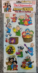 Vintage 80s The Chipmunks Puffy Stickers SEALED Gordy International stick ons LG - Picture 1 of 5