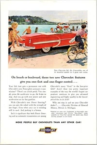 PRINT AD 1953 Chevrolet Bel Air Convertible Beach Scene 6.75 x 10 - Picture 1 of 1