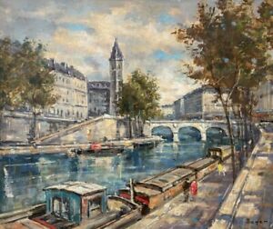🔥RARE Vintage Modern French Impressionist Cityscape Oil Painting, Andre Boyer