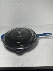 LE CREUSET #30 ESMALTE AZUL HIERRO FUNDIDO 2 CAÑOS FREÍR/SARTÉN - Imagen 1 de 17