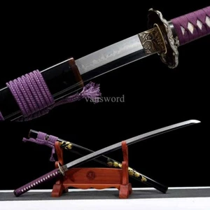 T10 Steel Clay Tempered Abrasive Real Hamon Japanese Katana Brass OX Horn Sword. - Picture 1 of 10