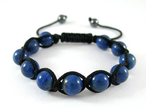 HOMBRES Lapislázuli Gema con Cuentas Shambhala Yoga Ajustable Joyería Pulsera - Imagen 1 de 3