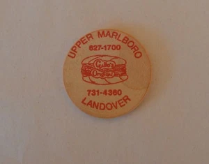 1 Vintage Wooden Nickel for Gallo's Original Upper Marlboro Landover Red Ink - Picture 1 of 5
