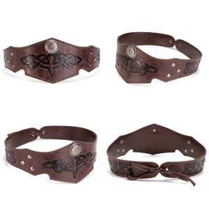 Unisex Mittelalter Kreis Stirnband Cosplay PU Leder Krone Krieger Kopf Ring - Bild 1 von 14