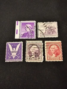 Lot (5) Vintage 1932 United States 3 Cent Stamp ATTACH SUSAN ANTHONY WASHINGTON - Picture 1 of 6