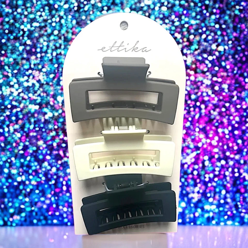 2x ETTIKA Neutral Hair Clip / Claw Set in Ivory Tan and Black