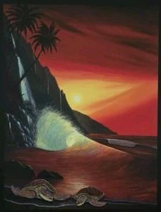 Robert Wyland "Sunset Soulmates" Ltd Ed. Print Turtles Giclee on Canvas Hawaii  - Picture 1 of 5