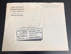 War & Navy Dept. V-Mail Season's Greetings from Great Britain WWII 1940s era - Picture 1 of 3