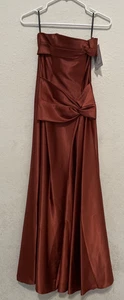Vtg. Womens Jessica McClintock Strapless Fall Dress Size 4 Rust Color - Picture 1 of 19