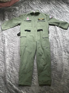 Aviator Pilot Jumpsuit Size Medium 5-6 Green Zip Front Top Gun Airplane Trooper - Picture 1 of 13
