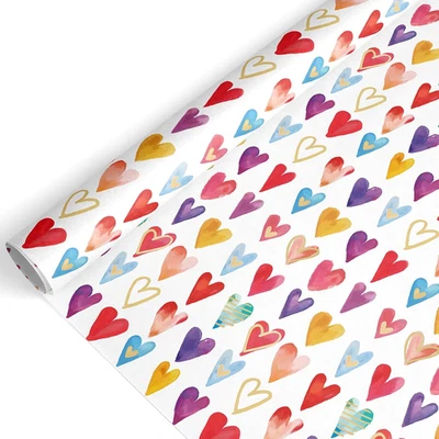 Valentine'S Day Wrapping Paper -Mini Roll- 17 Inch X 32.8Ft Colorful Heart Gift - Image 1 of 4