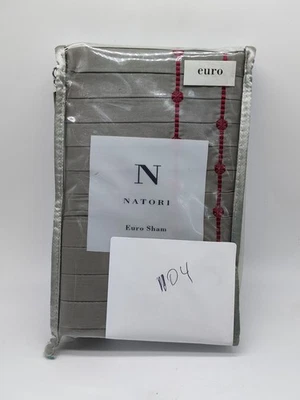 Natori Flor de Cerezo Euro Sham 26” x 26” Gris Rojo Algodón Una Almohada Falsa Nuevo Foto 1 de 2