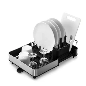 Joseph Joseph Extend Steel Expandable Dish Drainer Rack with Cutlery Holder  - Picture 1 of 5