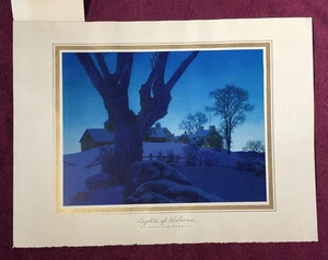 1940er Maxfield Parrish Druck FARM LIGHTS OF WELCOME Brown & Bigelow Tintogravure - Bild 1 von 19