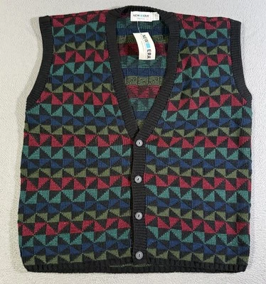 De Colección New Era Suéter Chaleco Para Hombres Lg Azul Abotonado Tejido Abuelo Core Cosby Hecho en EE. UU. Foto 1 de 4