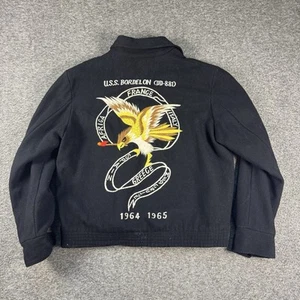 Vintage 60s Wool Souvenir Jacket Black U.S.S. Bordelon (DD-881) 1964-19965 Rare - Picture 1 of 11