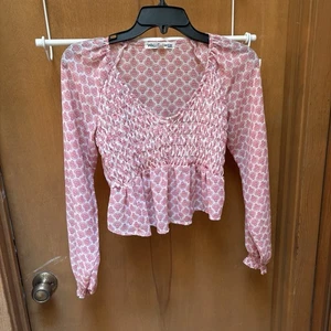 Top de manga larga floral con estampado de flores de pared pequeño - Imagen 1 de 3
