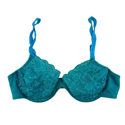 Sujetador vintage Olga 33220 para mujer talla 36C azul verde bordado transparente sin forro Foto 1 de 4