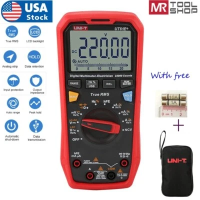 UNI-T TRUE RMS Digital Multimeter AC DC Amp Voltmeter LPF Cap Freq Tester UT61E+ - Image 1 of 4