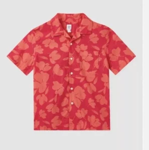 NWT Gap Boys Pink Orange Poplin Vacay  Button Short Sleeve  Shirt Size 8  Year - Picture 1 of 1